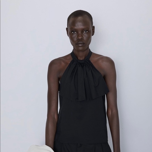 NEW!! Zara Poplin Top with Bow - Picture 5 of 11